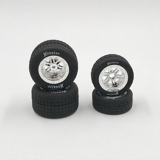 1RC 1/18 Midget FR/RR Soft Tires & Wheels, Hoosier (4)