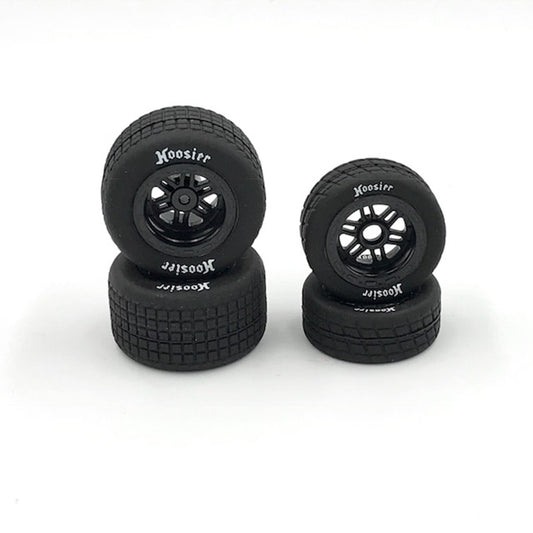 1RC 1/18 Midget FR/RR Tires & Wheels, Hoosier (4)