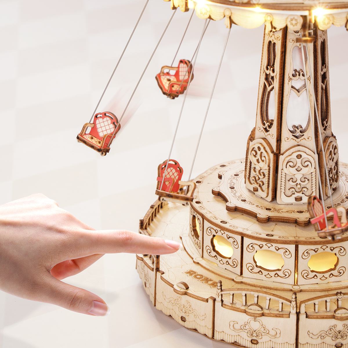 Robotime-ROKR Swing Ride DIY Music Box 3D Puzzle, ROEEA02