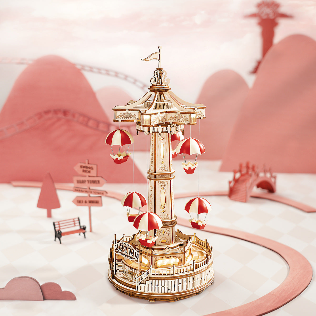 Rokr Parachute Tower DIY Music Box 3D Puzzle, ROEEA01