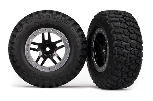 Tire & wheel assembled, Black Kumho tires glued (2) (4WD front/rear, 2WD rear only) TRA-5883