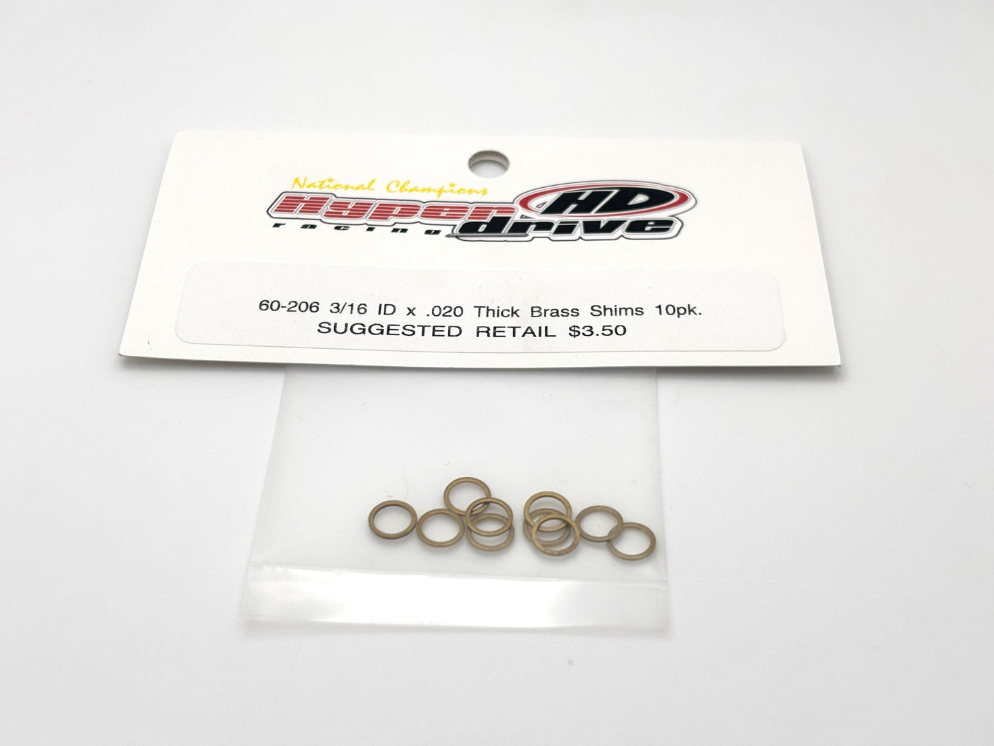 HyperDrive 3/16 ID x 0.020 Thick Brass Motor Shims (10 pk), HD-60-206