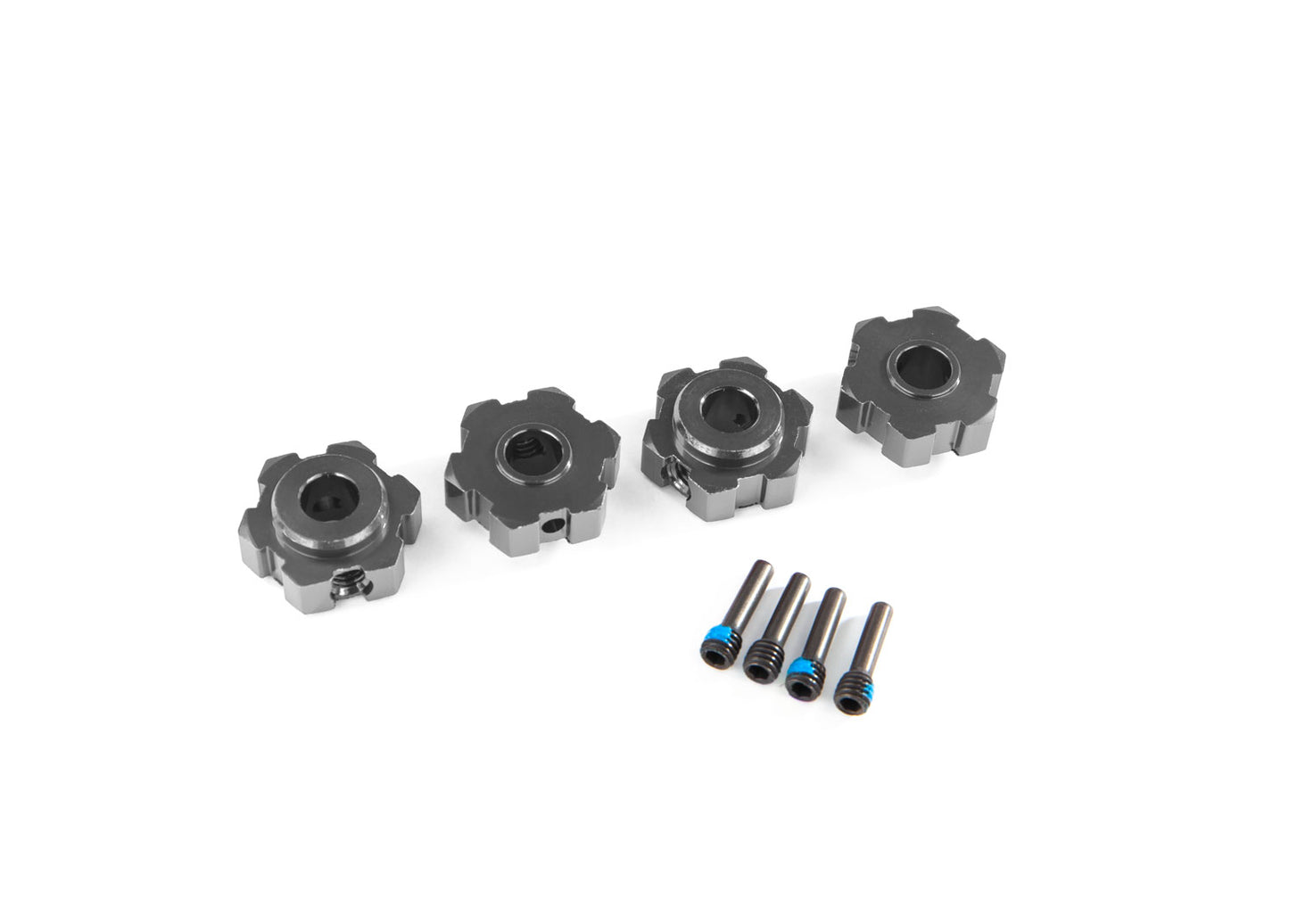 Maxx Wheel hubs, hex, aluminum (anodized) (4)/ 4x13mm screw pins (4), TRA-8956X