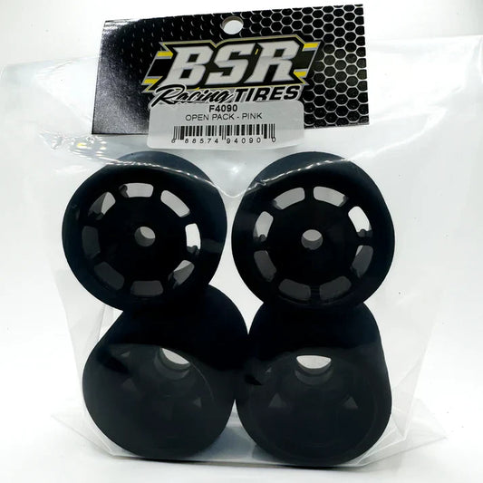 BSR Racing Tires 1/10 Pan Car Open Foam Tire Set of 4 (Pink Left Front)