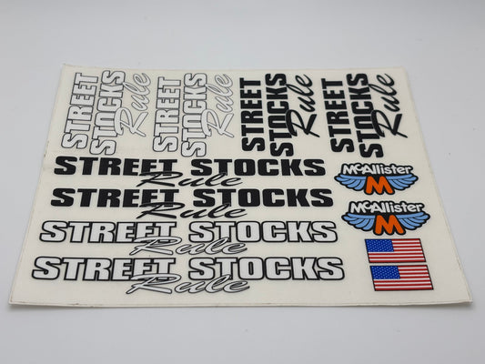 McAllister Racing Street Stocks Rule Decal Sheet, MCA-D516