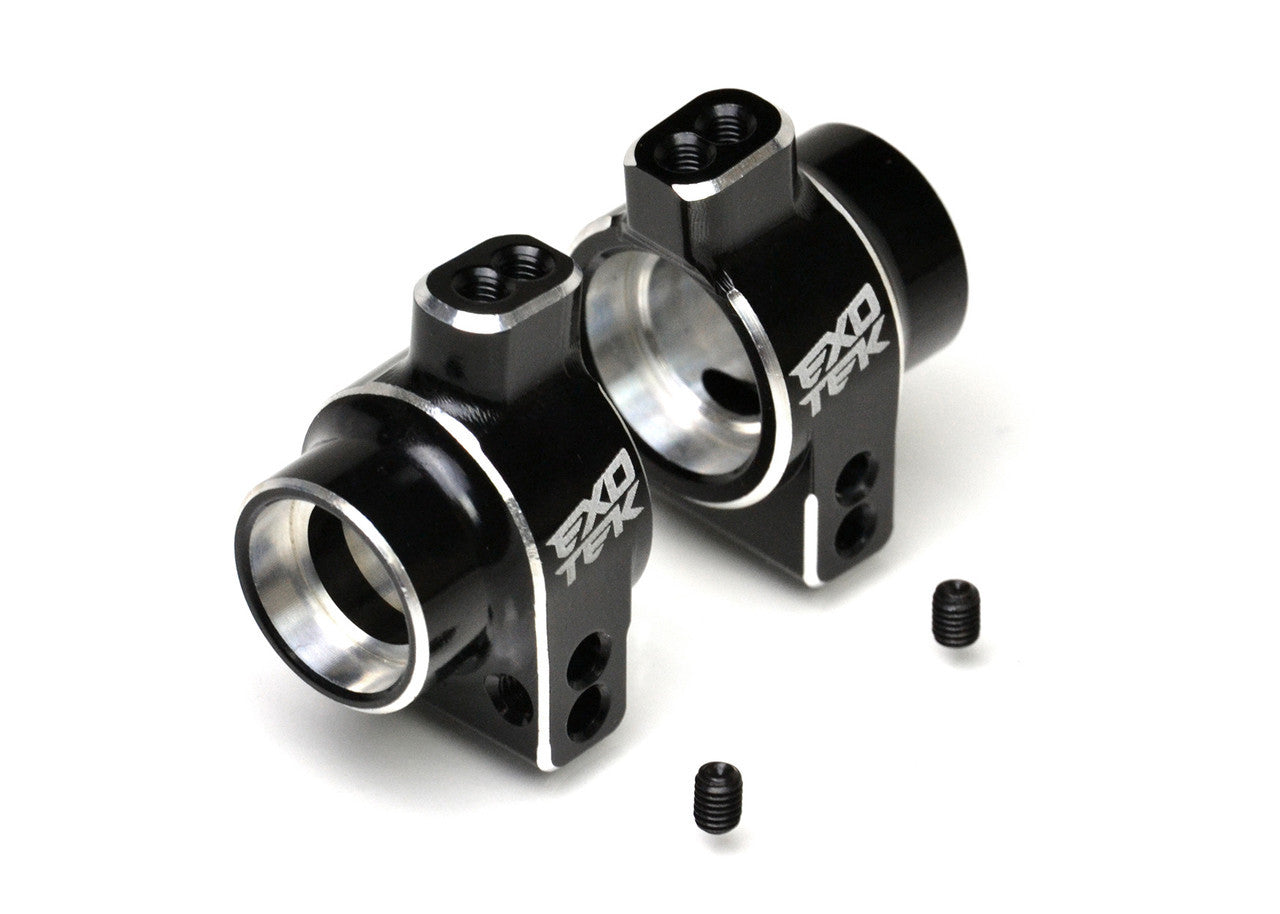 Losi 22S SPRINT REAR HD HUB SET, 1pr 7075 black w/ silver, EXO2326