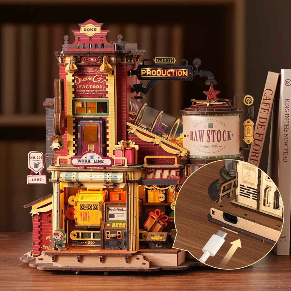 Rokr Christmas Dream Gift Factory DIY Music Box 3D Puzzle, ROEEAB01