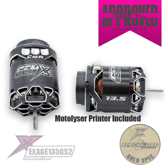 Team Exalt Gen-Xe 13.5T Gold Spec 2s Brushless Motor, EXAGE135GS2