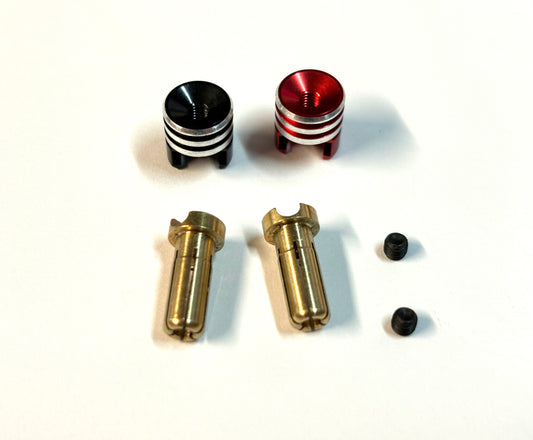 Heatsink Bullet Plug Grips w/ 5mm or 4mm Bullets (Black/Red)