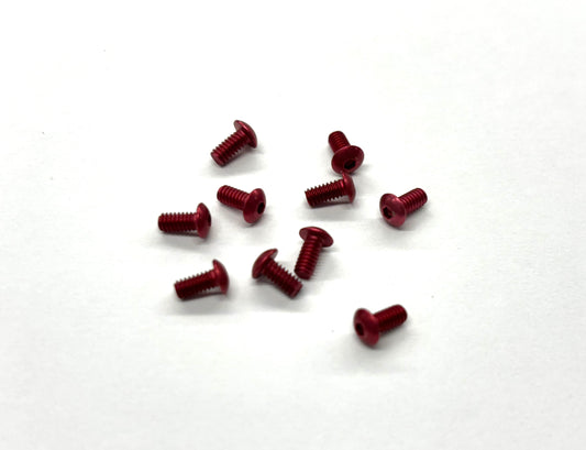 2-56 x 3/16 Button Head Socket Screws (Red Aluminum) Set of 10, VRC-1005