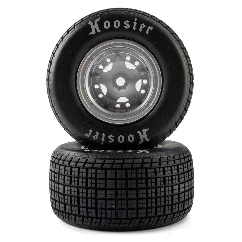 Team Losi Mounted Satin Aluminum Wheel Hoosier Tires, Medium (2): 22S DLM, LOS-4642