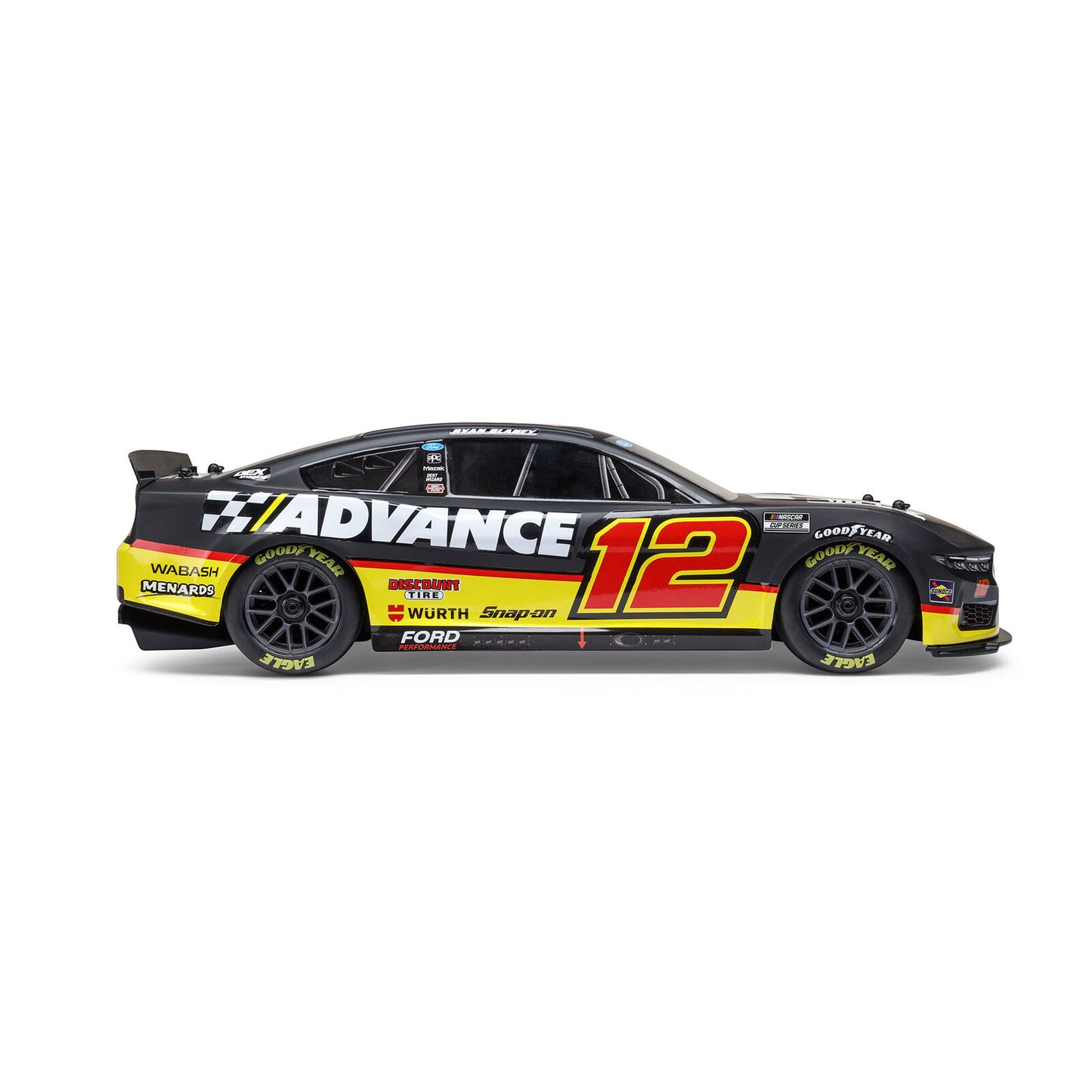 Team Losi 1/12 NASCAR #12 Advance Auto 2025 Ford Mustang 2S AWD RTR On-Road Car - Ryan Blaney, LOS1122512
