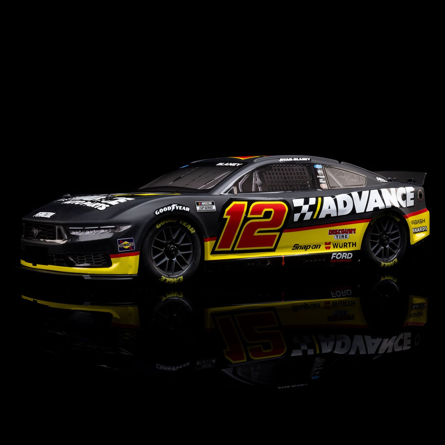 Team Losi 1/12 NASCAR #12 Advance Auto 2025 Ford Mustang 2S AWD RTR On-Road Car - Ryan Blaney, LOS1122512