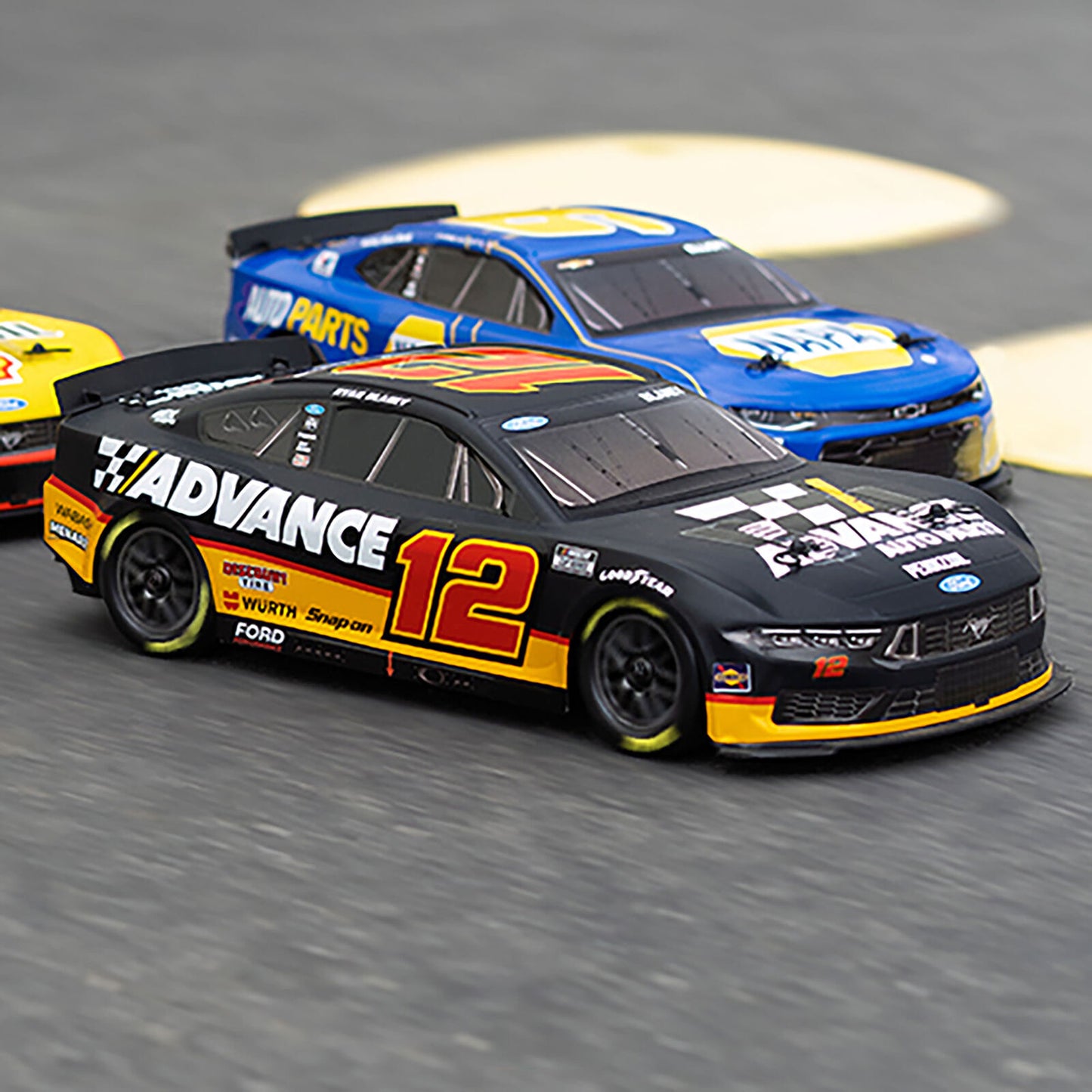 Team Losi 1/12 NASCAR #12 Advance Auto 2025 Ford Mustang 2S AWD RTR On-Road Car - Ryan Blaney, LOS1122512
