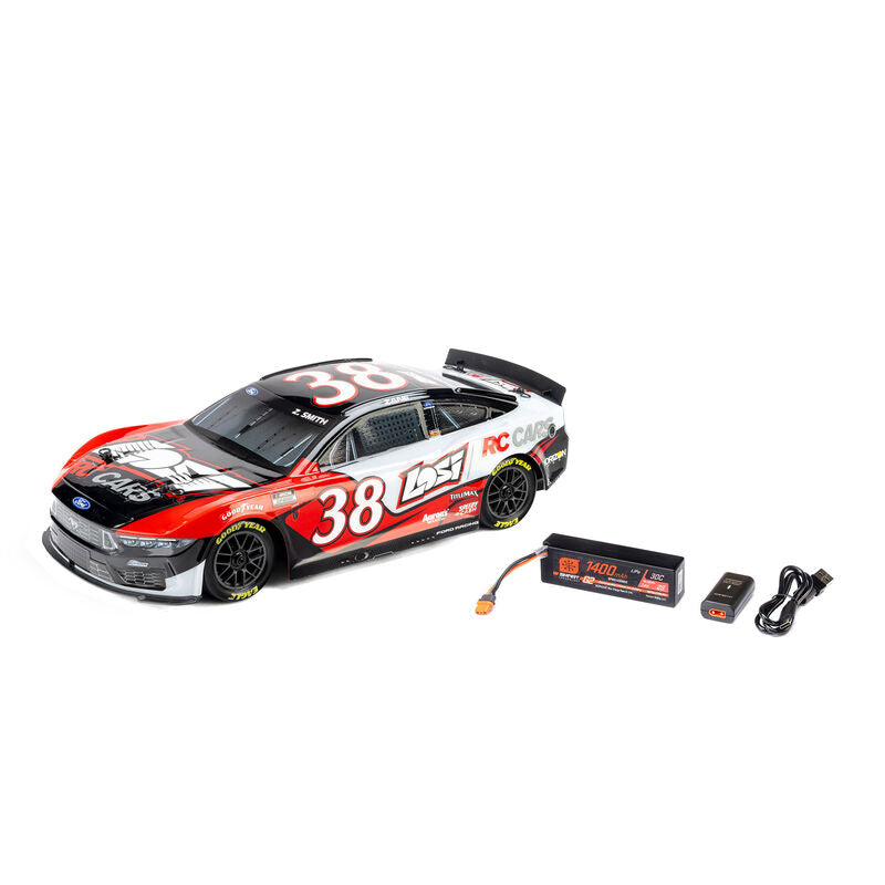 1/12 Losi NASCAR RC Race Car Zane Smith No. 38 2026 Ford Mustang 2S AWD RTR Brushed On-Road (Battery & Charger Included), LOS1122638