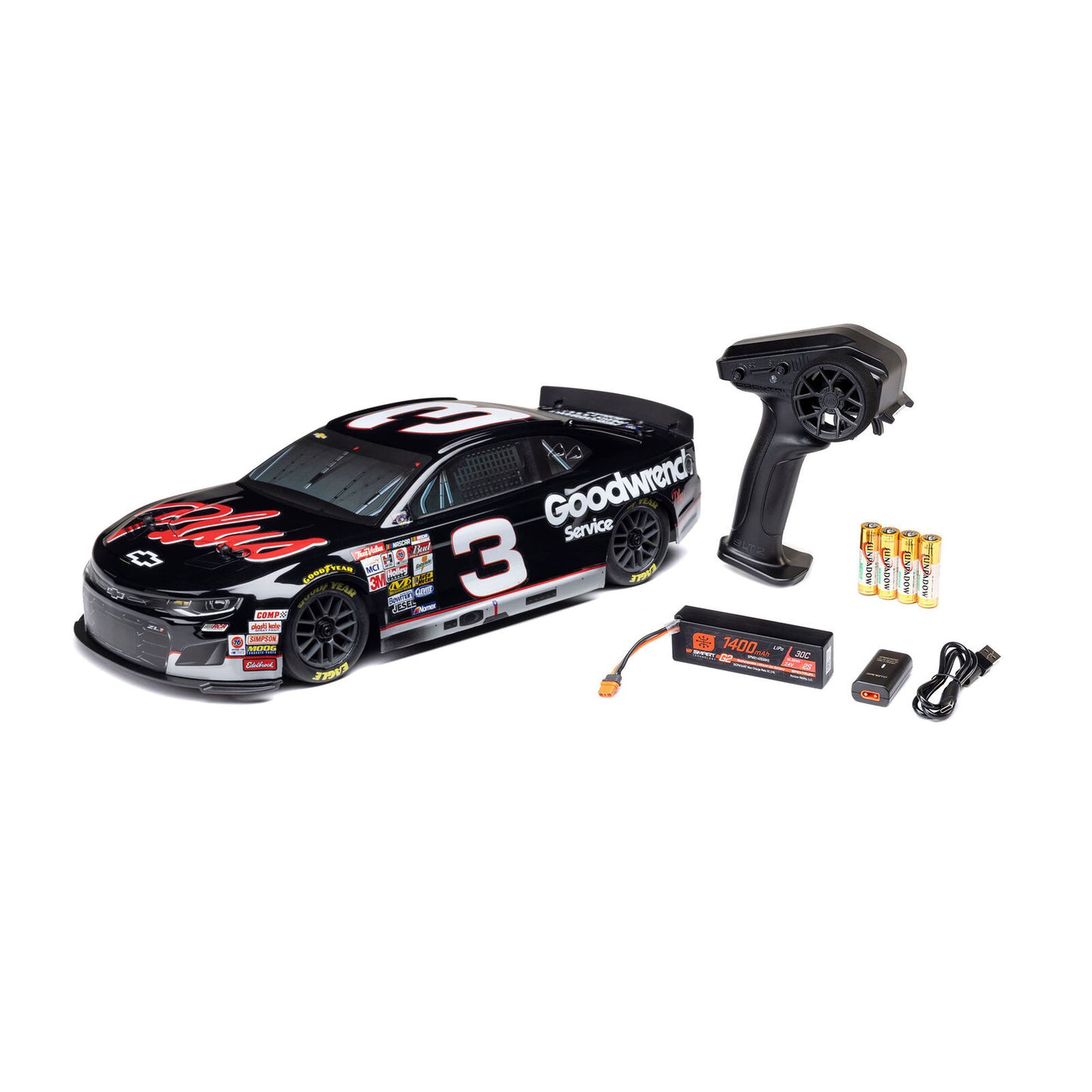 Team Losi 1/12 Losi NASCAR No. 3 GM Goodwrench (Battery & Charger Included), LOSF1122503