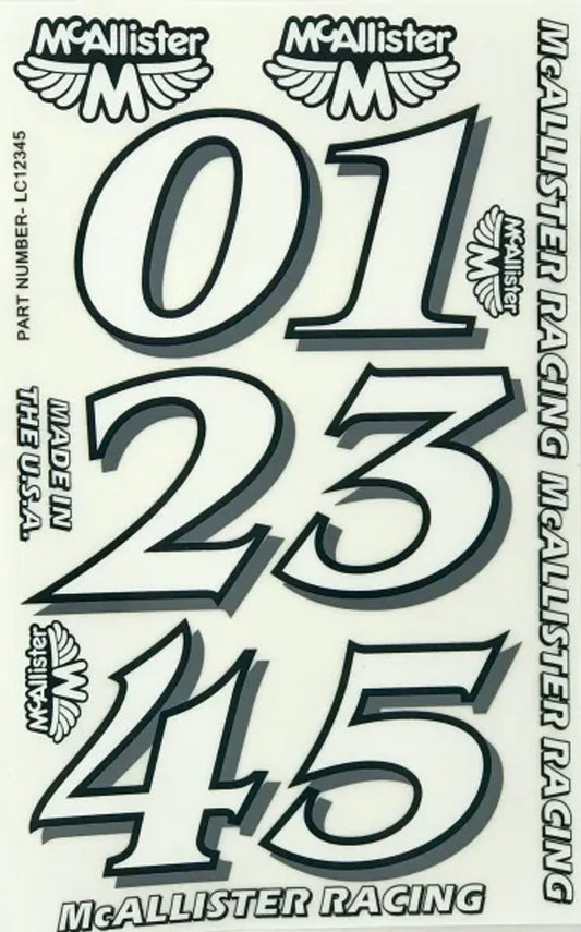McAllister Racing Large Classic Numbers 0-5, MCA-LC1-5
