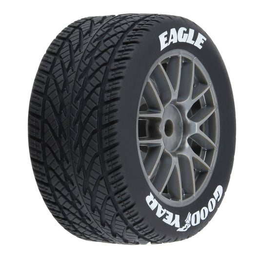 1/12 Goodyear Eagle Wet Tire F/R MTD Gray Wheels (4): Losi NASCAR GROM, PRO1028310