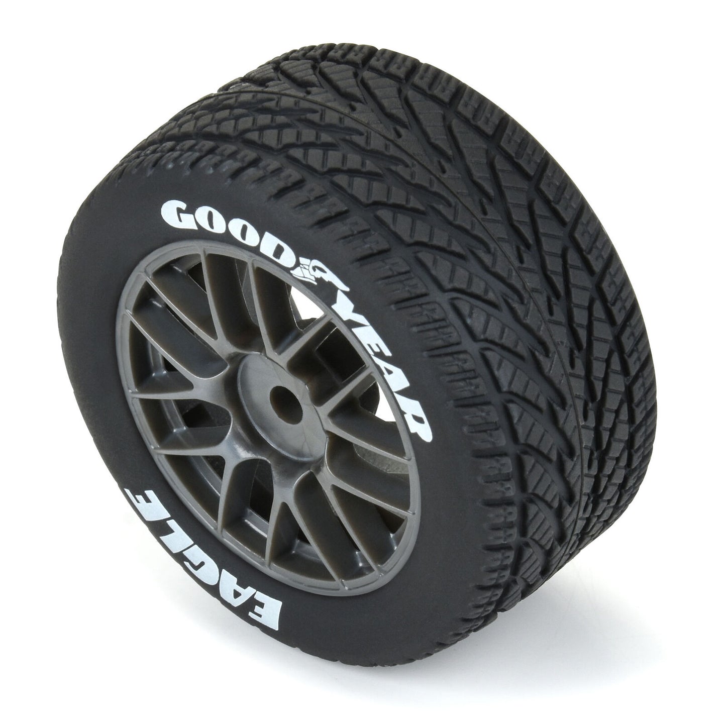 1/12 Goodyear Eagle Wet Tire F/R MTD Gray Wheels (4): Losi NASCAR GROM, PRO1028310
