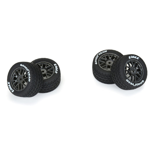 1/12 Goodyear Eagle Wet Tire F/R MTD Gray Wheels (4): Losi NASCAR GROM, PRO1028310