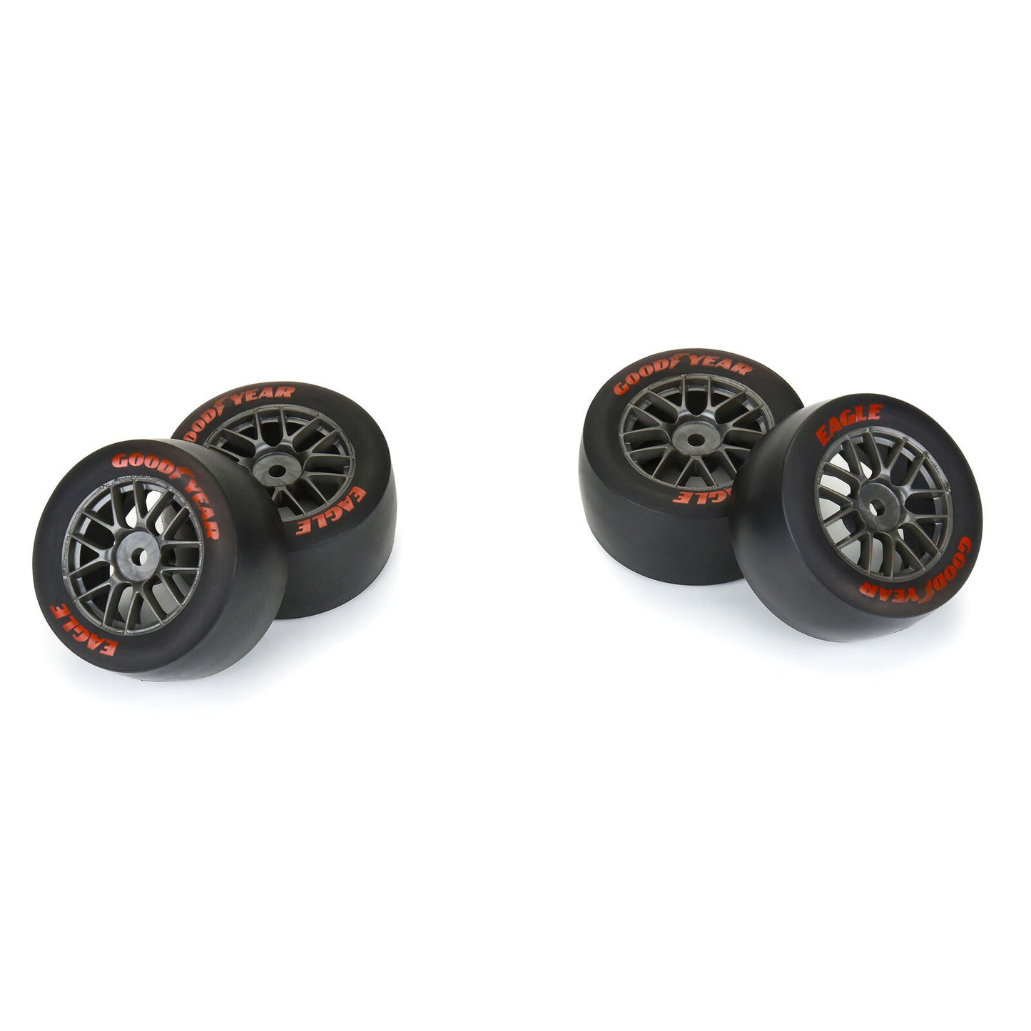 1/12 Goodyear Eagle Option Tire F/R MTD Gray Wheels (4): Losi NASCAR GROM, PRO1030410