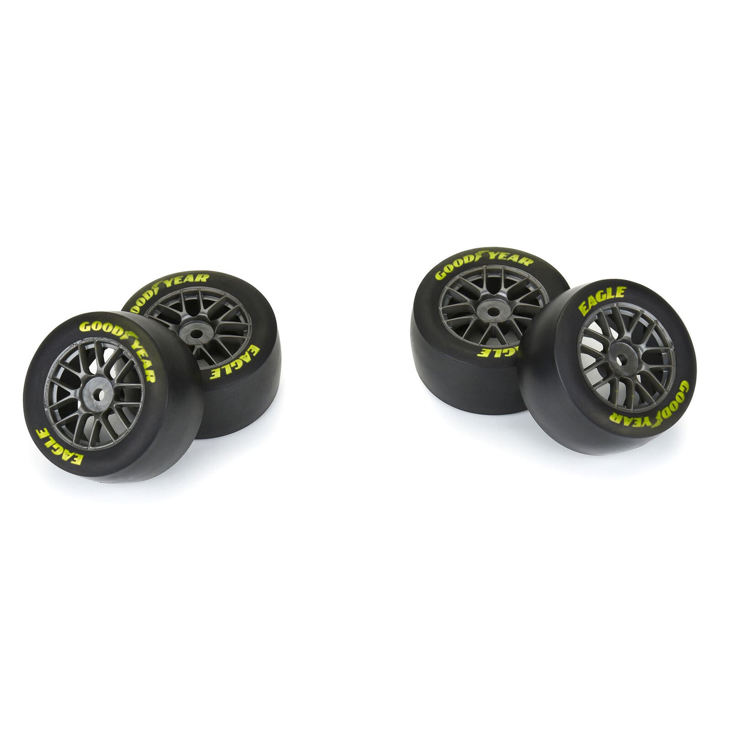 1/12 Goodyear Eagle Soft Tire F/R MTD Gray Wheels (4): Losi NASCAR GROM, PRO1030411