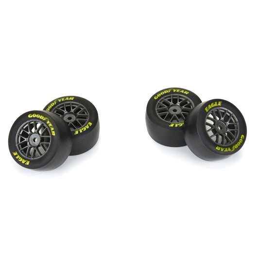 1/12 Goodyear Eagle Soft Tire F/R MTD Gray Wheels (4): Losi NASCAR GROM, PRO1030411