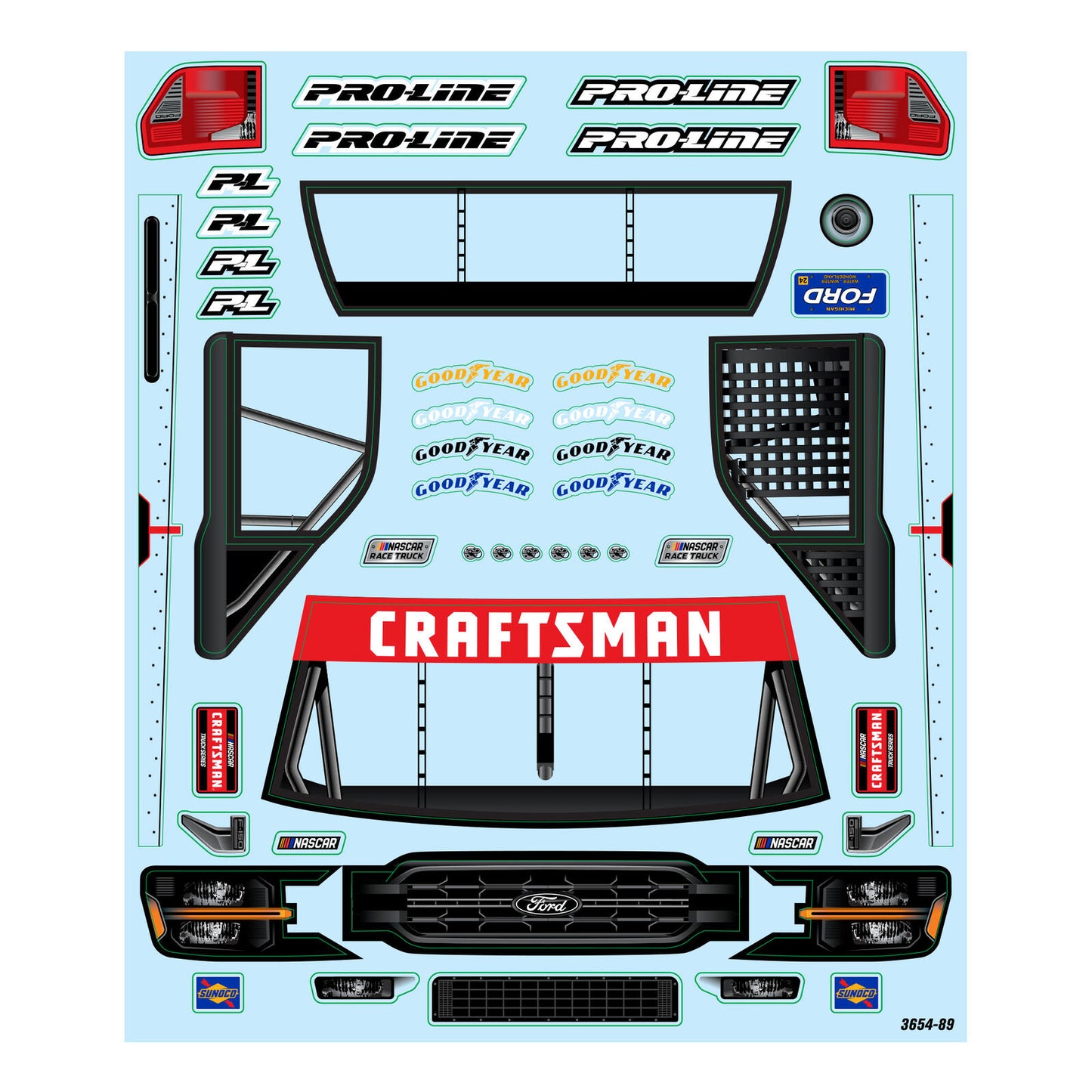 1/12 Pre-Cut 2024 Ford F-150 Truck Clear Body: Losi NASCAR GROM, PRO365400