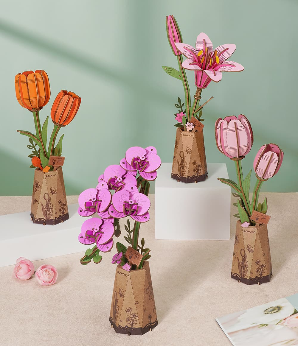 Rowood Purple Moth Orchid DIY 3D Wooden Model Kit, ROETW091