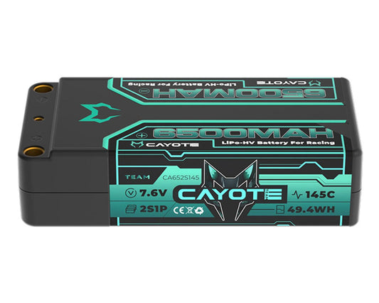 Cayote 2S 145C LCG Shorty LiHV Battery (7.6V/6500mAh) w/5mm Bullets, CYE652S145