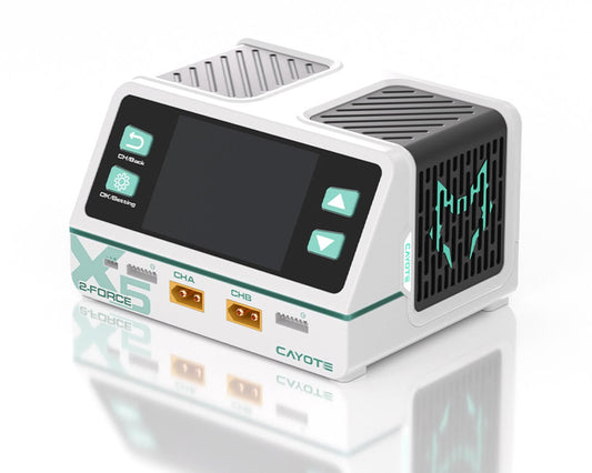 Cayote 2-Force X5 Racing Dual Battery Charger w/XT90 Charge Lead (6S/40A) (AC 500W/DC 1400W), CYEG1022
