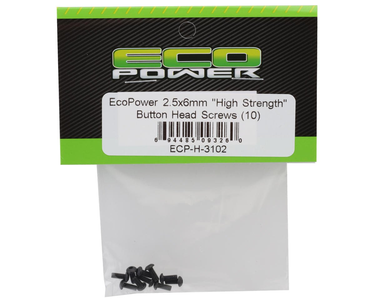 EcoPower 2.5mm "High Strength" Steel Button Head Screws (10) (2.5x6mm), ECP-H-3102