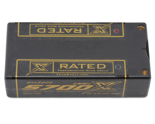 Team Exalt "X-Rated" Shorty 2S 135C LiPo Battery (7.4V/5700mAh) w/5mm Connectors, EXA3202