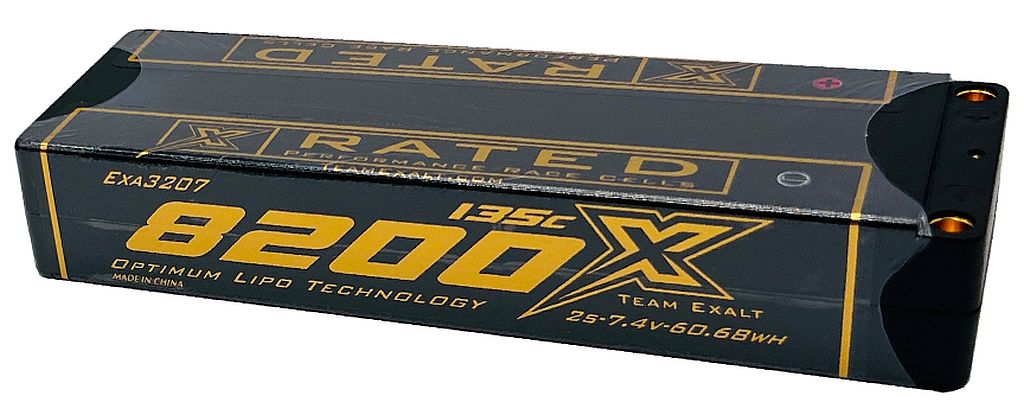 Team Exalt 2S 7.4V 8200MAH 150C Stick w/5mm Bullets, X-Rated LiPo Battery Series , EXA3207