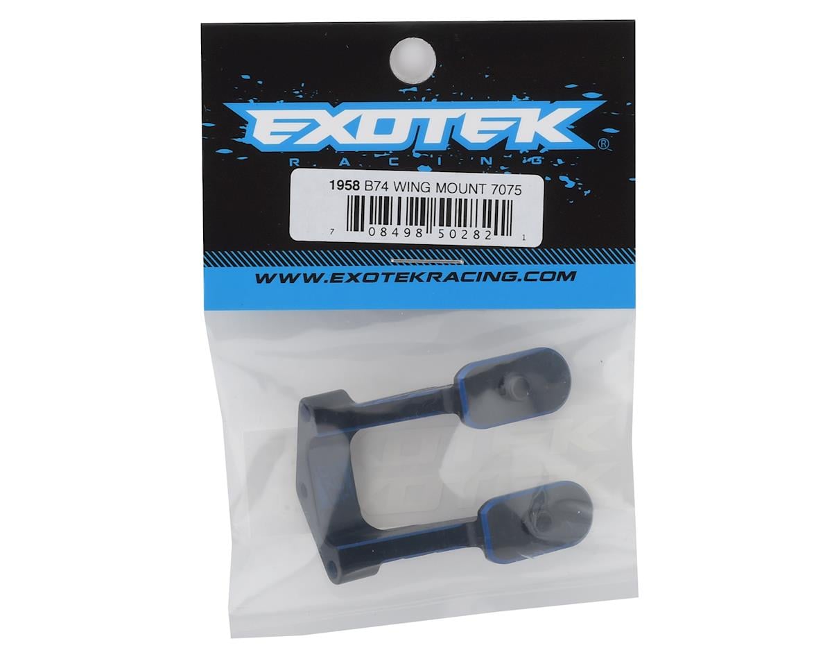 Exotek Associated B74.2 HD Aluminum Wing Mount (Black/Blue), EXO1958