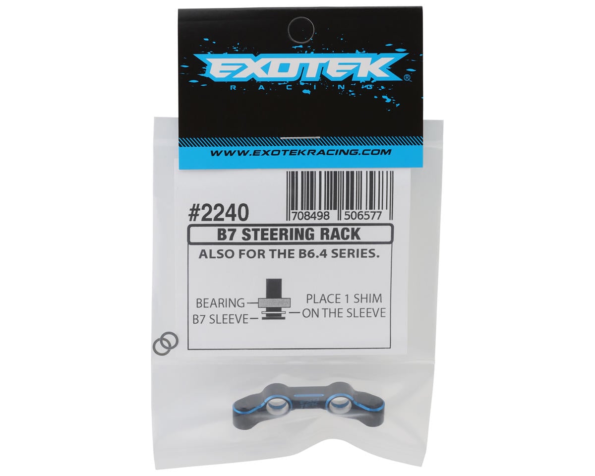 Exotek Associated B7 HD Aluminum Steering Rack (Black/Blue), EXO2240