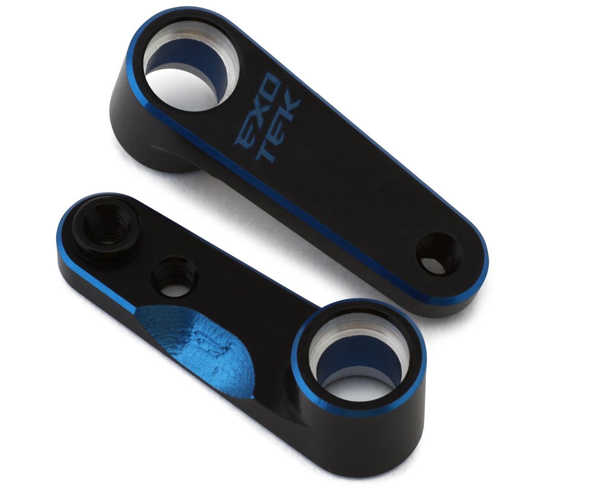 Exotek Associated B7 HD Aluminum Steering Cranks (Black/Blue), EXO2241