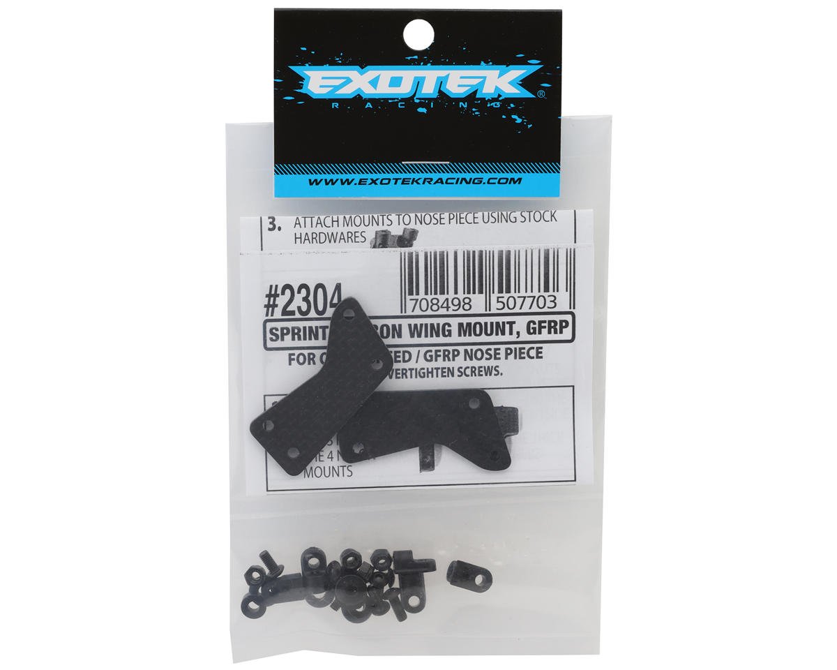 Exotek GFRP/Quasi Speed Sprint Adjustable HD Carbon Fiber Front Wing Mount Set, EXO2304