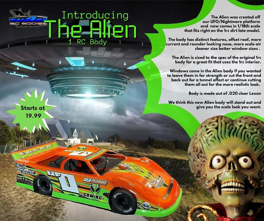 Shark RC 1RC Alien Dirt Latemodel Body, clear