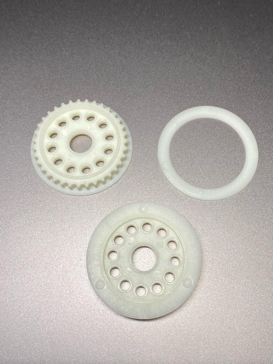 35T M3 Pulley Set (F&R) (White) For Yokomo Dogfighter, FZ-005