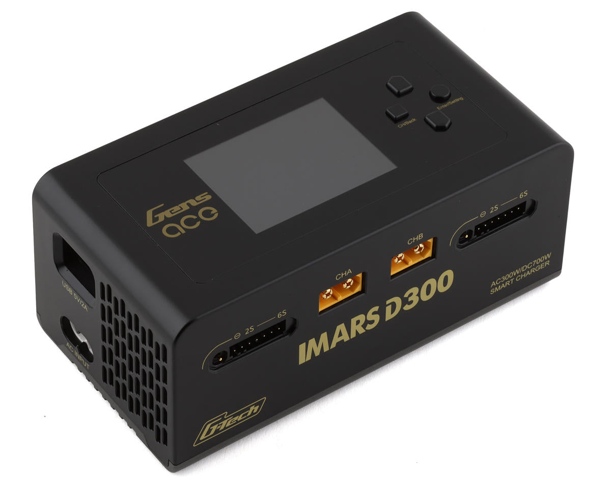 Gens Ace Imars D300 G-Tech Smart Dual AC/DC Charger (6S/16A) (Black) (AC-300W) (DC-350W x2),