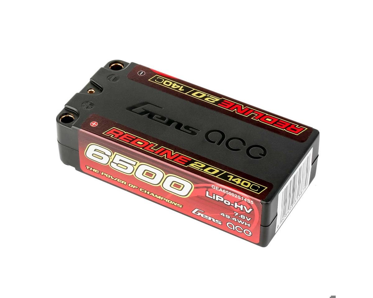 Redline 2.0 2S Shorty LiHV Battery 140C (7.6V/6500mAh) w/5mm Bullets, GEA65002S14S5