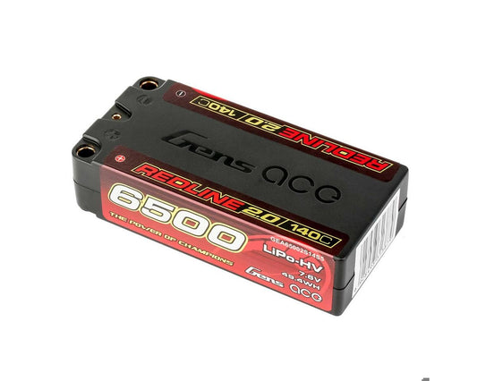 Redline 2.0 2S Shorty LiHV Battery 140C (7.6V/6500mAh) w/5mm Bullets, GEA65002S14S5