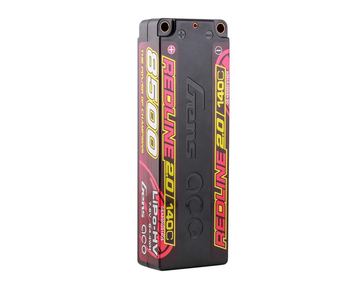 Redline 2.0 2S LiHV Battery 140C (7.6V/8500mAh) w/5mm Bullets, GEA85002S14D5