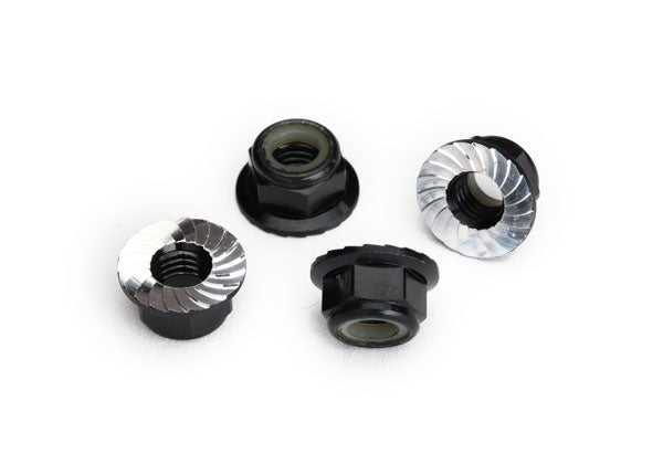 Nuts, aluminum, flanged, serrated (5mm) (4), TRA-8447