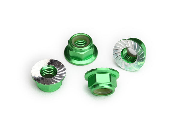 Nuts, aluminum, flanged, serrated (5mm) (4), TRA-8447