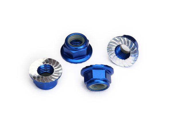 Nuts, aluminum, flanged, serrated (5mm) (4), TRA-8447
