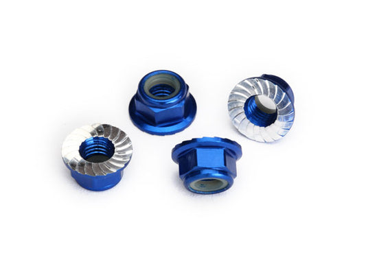 Nuts, aluminum, flanged, serrated (5mm) (4), TRA-8447