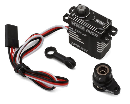 Injora INJS11 Aluminum High Voltage Micro Servo Set (Grom/NASCAR) w/Aluminum Servo Saver (25T), INJGROM-11BK-INJS11