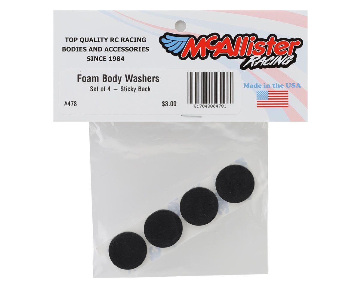 McAllister Racing Foam Body Washers (set of 4) Sticky Back, MCA-478